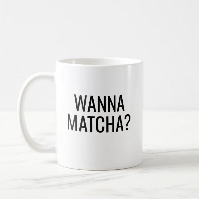 Wanna Matcha Travel Mug, Coffee Tea Cup, Ceramic Mug (Left)