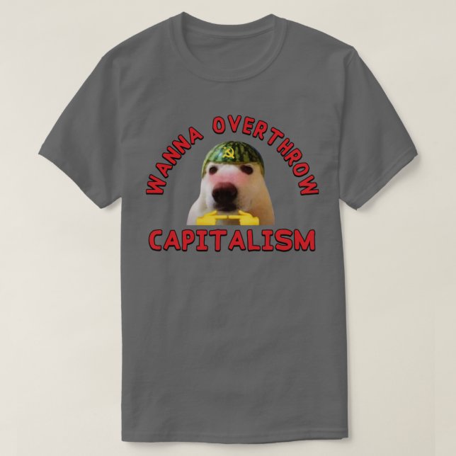 Wanna Overthrow Capitalism Leftist Meme T-Shirt (Design Front)