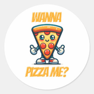 Wanna Pizza Me Funny Food Pun Classic Round Sticker