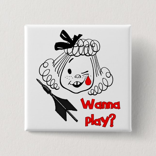 Wanna Play Jarts Pinback Button (Front)