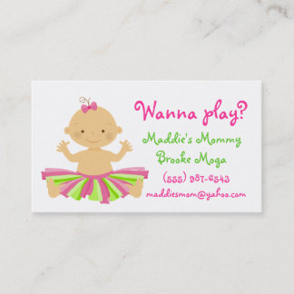 Wanna play? Mommy playdate card for baby girl.