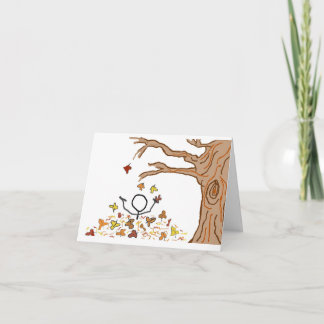 Wanna Play?, playing in the leaves note card