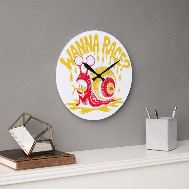 Wanna Race? Funny Melting Snail Ironic Wall Clock (Office)