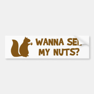 Wanna See My Nuts? - Funny Squirrel Lovers Humor Bumper Sticker
