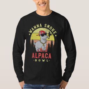 Wanna Smoke Alpaca Bowl Camelid Mammal Alpaca   T-Shirt