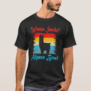 Wanna Smoke Alpaca Bowl Vintage Lama Retro Alpaca T-Shirt