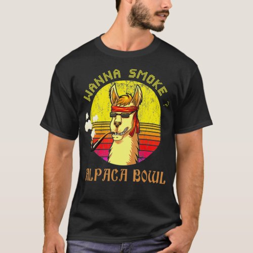 Wanna Smoke Alpaca Bowl Vintage Retro Lover  T_Shirt