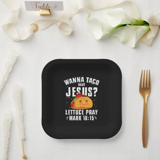 Wanna Taco Bout Jesus Cinco de Mayo Christian  Paper Plates (Wedding)