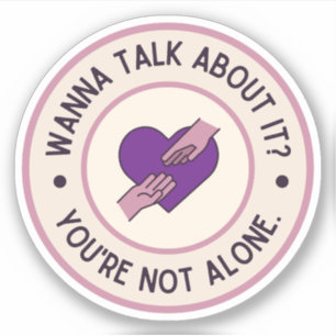 Wanna Talk About It? Purple Mental Health Sticker