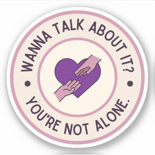 Wanna Talk About It? Purple Mental Health  Sticker (Front)