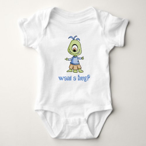 Want a Hug Cute Alien Monster Baby Bodysuit