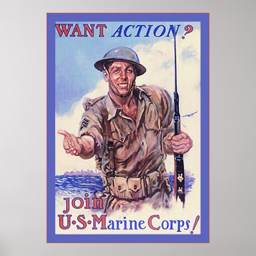 Want Action  Vintage WW2 Poster