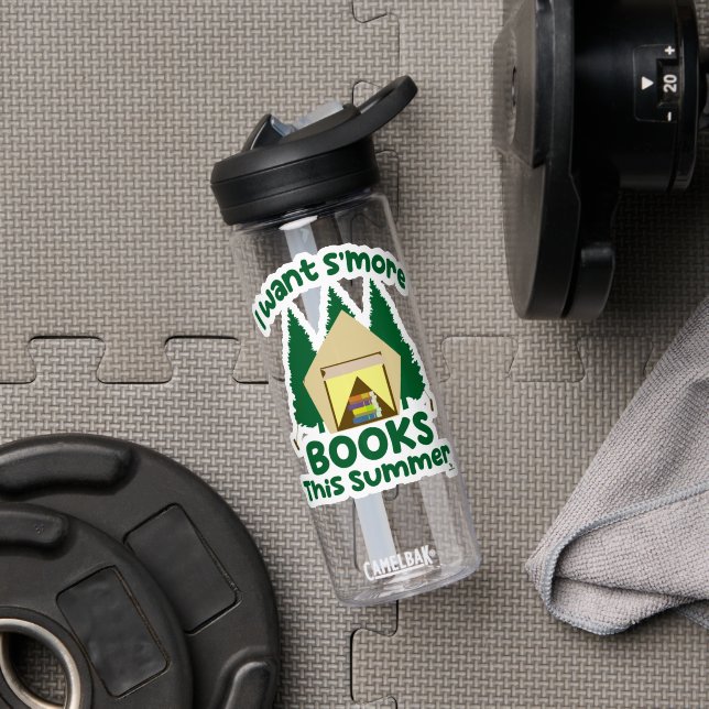 Want Smore Books Summer Funny Reading Saying Water Bottle (Gym (Rotated))