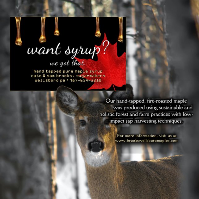 Want Syrup? We Got That! Amber Drips on Black  Business Card (Creator Uploaded)