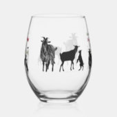 | Want to Drink Wine & Play with Goats Stemless Wine Glass (Right)