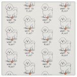 Want to Play? Bichon Frise Dog with Ball - Cute Fabric