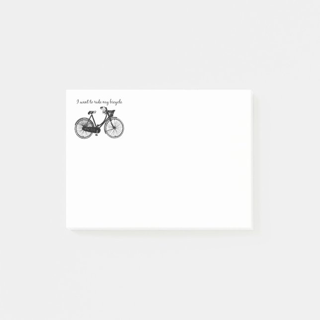 "Want to ride my bicycle" Motivational Quote Post-it Notes (Front)