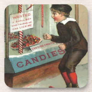 Wanted - A Boy To Lick Christmas Candy Cane Coaster