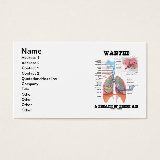 Wanted A Breath Of Fresh Air (Respiratory System) Business Card