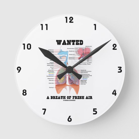 Wanted A Breath Of Fresh Air (Respiratory System) Round Clock
