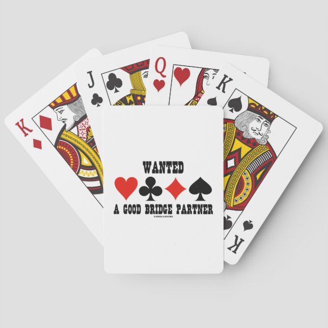 Wanted A Good Bridge Partner Card Suits Bridge (Back)