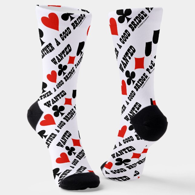 Wanted A Good Bridge Partner Four Card Suits Socks (Angled)