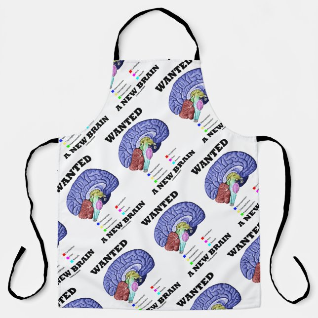 Wanted A New Brain Anatomical Brain Humor Apron (Front)