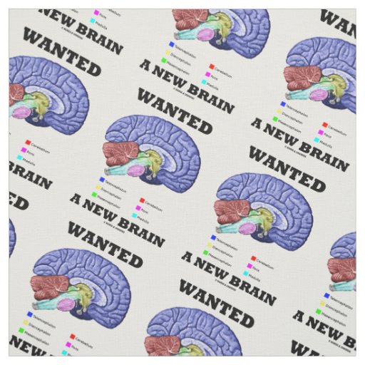 Wanted A New Brain Anatomical Brain Humor Fabric