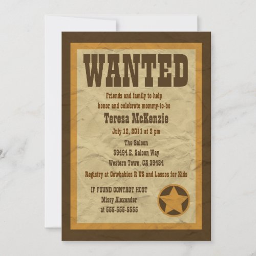 Wanted Baby Shower Invitation