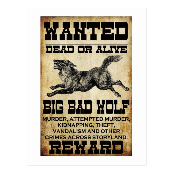 Wanted Big Bad Wolf Postcard