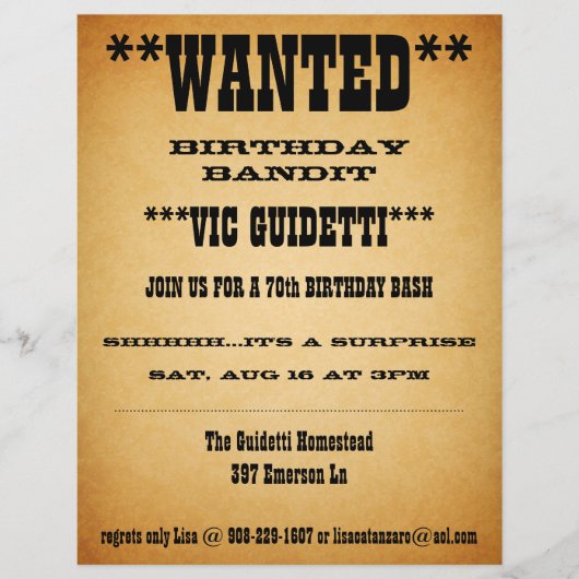 Wanted Birthday Surprise (Front)