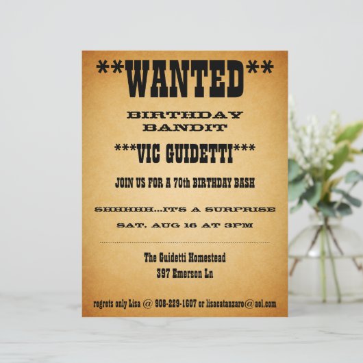 Wanted Birthday Surprise (Standing Front)