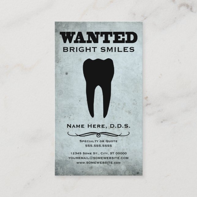 wanted : bright smiles business card (Front)