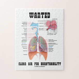 Wanted Clean Air For Breathability Respire Humor Jigsaw Puzzle