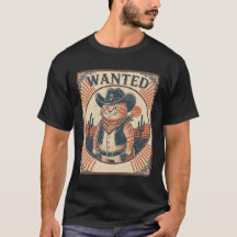 Wanted Cowboy Western Cat, Funny Vintage Cat,
