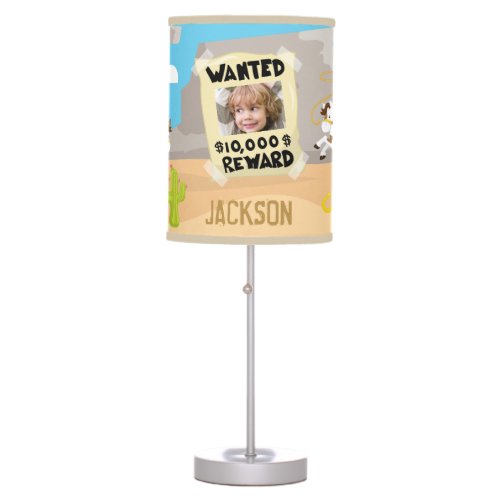 Wanted Cowboy with Photo and Name Little Boy Table Lamp