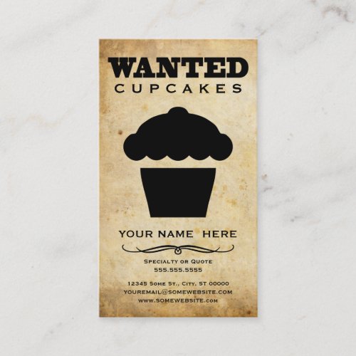wanted : cupcakes business cards