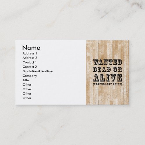 Wanted Dead or Alive Business Card Templates