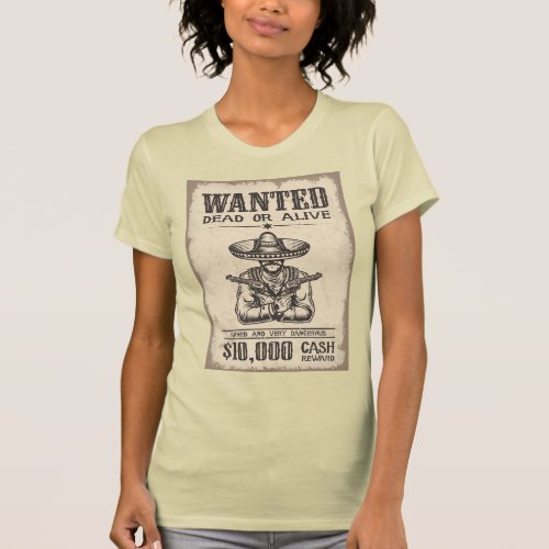 Wanted Dead or Alive Country Western Poster  T_Shirt