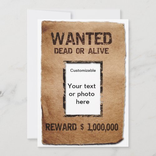 Wanted Dead or Alive Poster Invitation