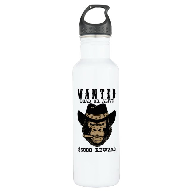 Wanted Dead or Alive Stainless Steel Water Bottle (Front)