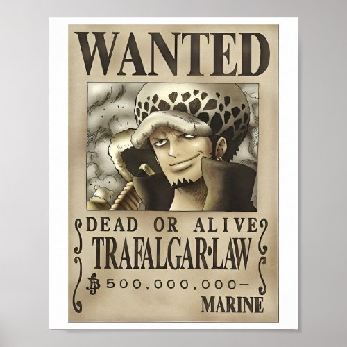 Wanted Dead Or Alive trafalgar law Poster