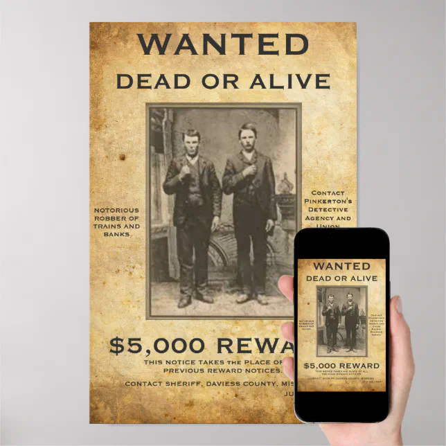 Wanted Dead or Alive U can change PIC and words Poster | Zazzle
