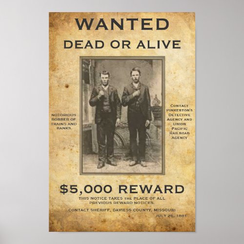Wanted Dead or Alive U can change PIC and words Poster