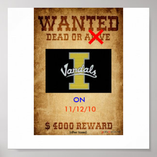 Wanted Dead or Alive-Vandals Poster