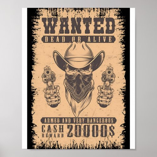 Wanted Dead Or Alive vintage Poster