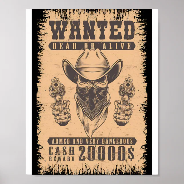 Wanted Dead Or Alive vintage Poster | Zazzle