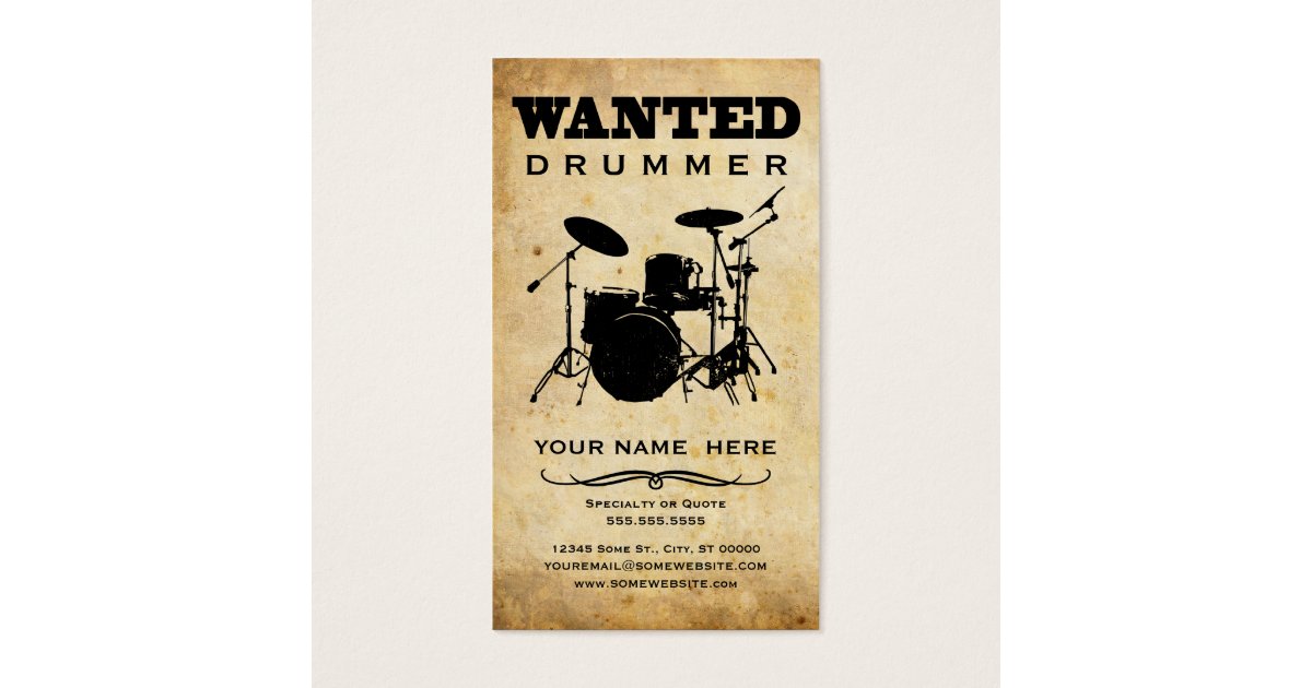 wanted drummer business card