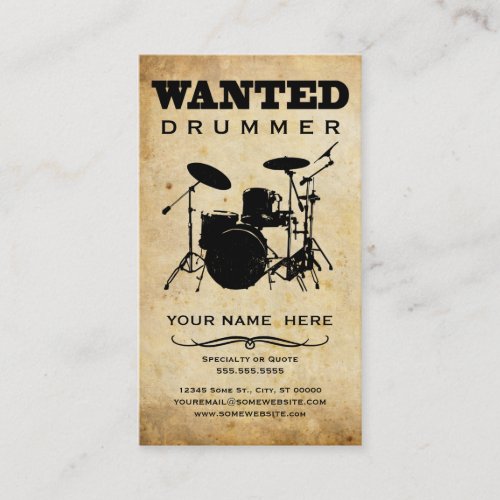 wanted  drummer business card