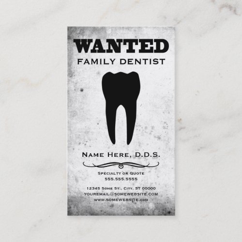 wanted : family dentist business card template